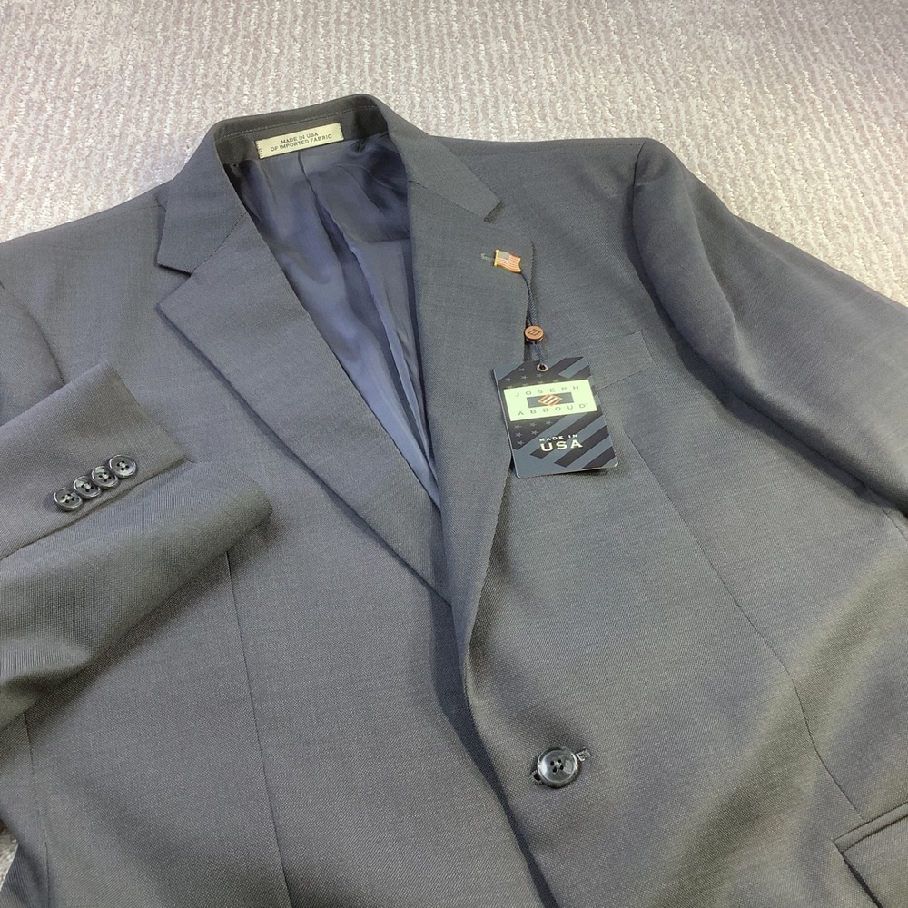 Joseph Abboud Mens Wool Sport Coat Blazer Charcoal Grey Made in USA Size 42L NWT